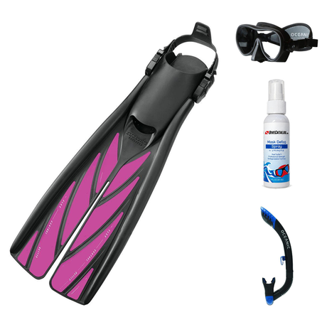 Zeagle Mask Fin Snorkel Package – Scope Mono, Venom or Mini Shadow Single Lens Mask + Ultra Dry 2 Snorkel + Recon Fins — Min…