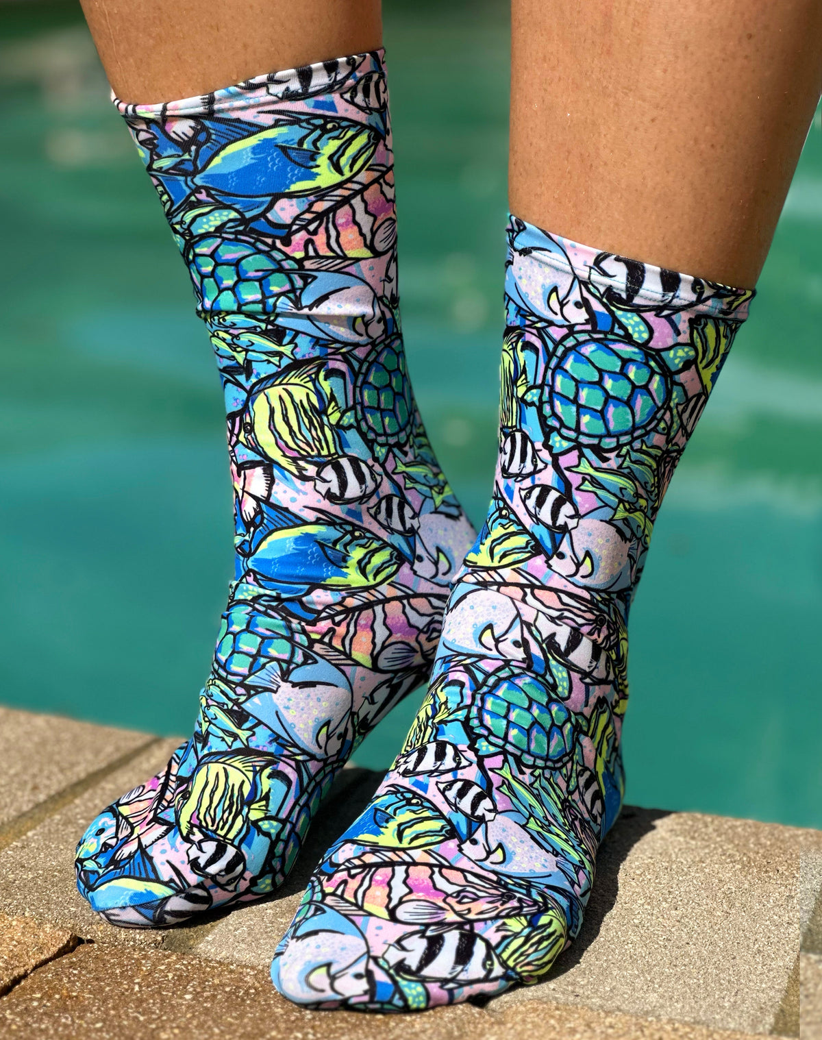Spacefish Army Neon Fish Frenzy Dive Socks