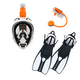 OCEAN REEF Aria QR+ Dive Mask & DUO II Fins Combo with Snorkie-Talkie-White-L/XL Mask - L/XL Fins-