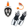OCEAN REEF Aria QR+ Dive Mask & DUO II Fins Combo with Snorkie-Talkie-White-L/XL Mask - L/XL Fins-