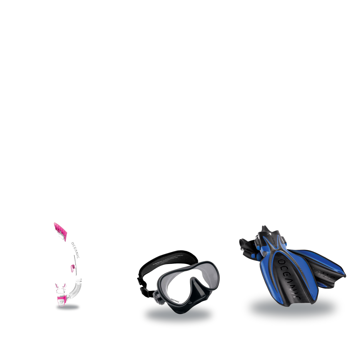 Oceanic Snorkeling Package – Shadow, Mini Shadow or Duo Mask + Ultra Dry 2 Snorkel + Manta Ray Fins — includes Oceanic Shado…