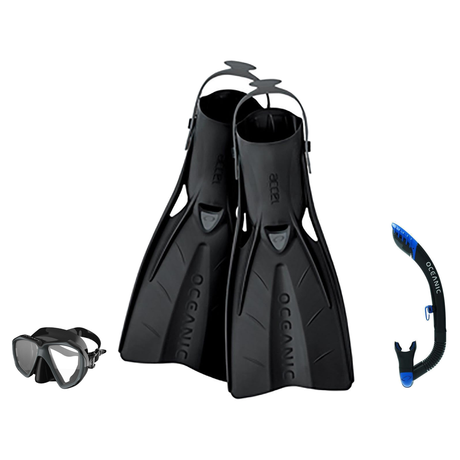 Oceanic Snorkeling Package – Shadow, Mini Shadow or Duo Mask + Ultra Dry 2 Snorkel + Manta Ray Fins — Duo – Good Value, XL/2…