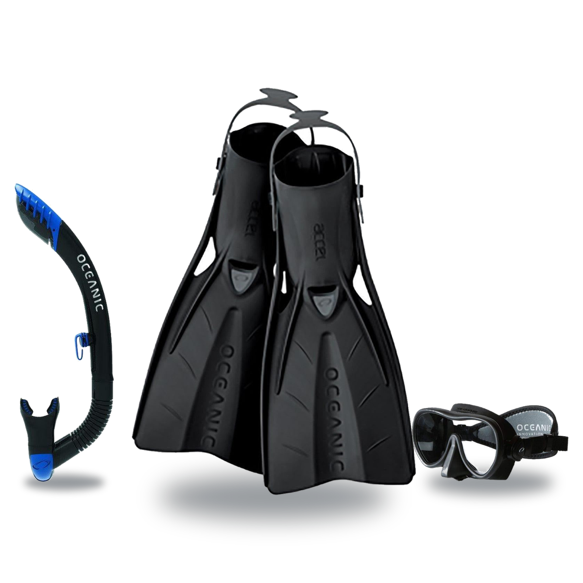 Oceanic Snorkeling Package – Shadow, Mini Shadow or Duo Mask + Ultra Dry 2 Snorkel + Manta Ray Fins — Mini Shadow – Compact…