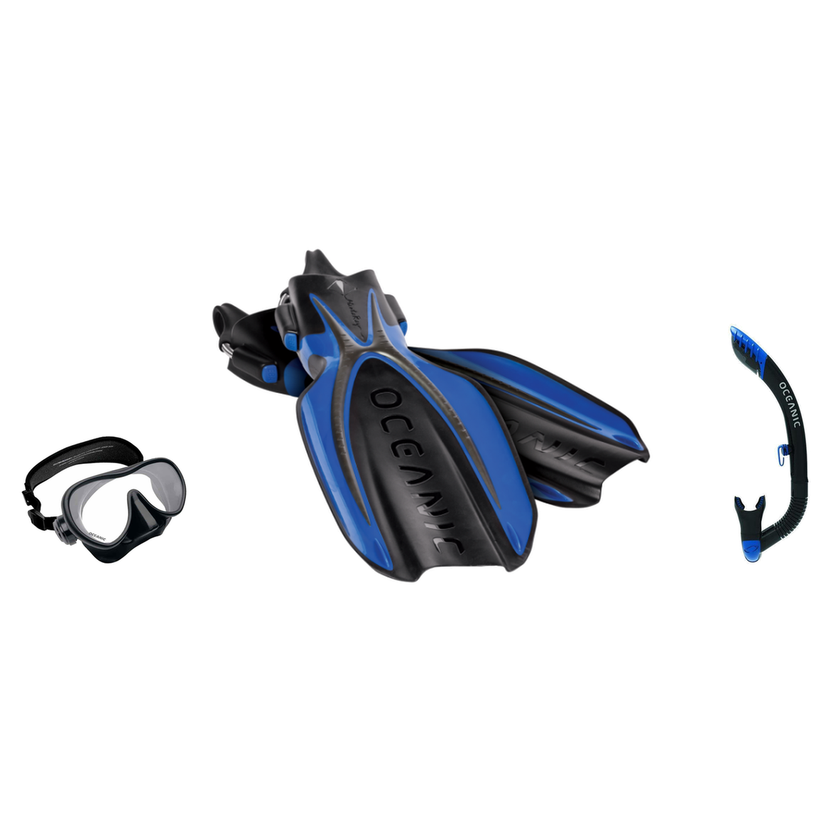 Oceanic Snorkeling Package – Shadow, Mini Shadow or Duo Mask + Ultra Dry 2 Snorkel + Manta Ray Fins — Shadow – Frameless, Oc…