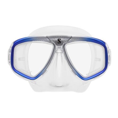 Scubapro Zoom Low-Volume Dual Lens Scuba Diving Mask - Clear Silicone/Blue Silver