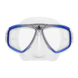 Scubapro Zoom Low-Volume Dual Lens Scuba Diving Mask - Clear Silicone/Blue Silver
