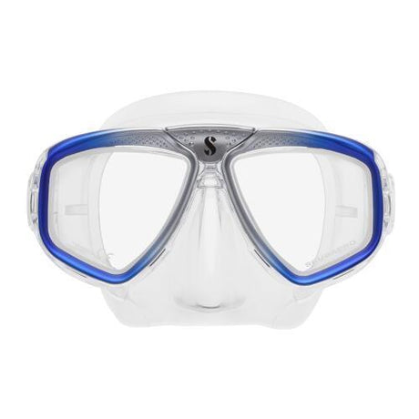 Scubapro Zoom Low-Volume Dual Lens Scuba Diving Mask - Clear Silicone/Blue Silver
