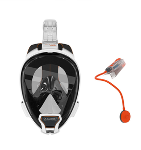 Open Box Ocean Reef Aria QR+ with Camera Holder Snorkeling Mask and Snorkie Talkie-White-S/M-