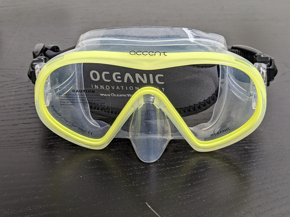 Open Box Oceanic Accent Dive Mask - Yellow-Like New-