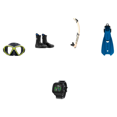 Aqualung Open Water Diver Course Package – Reveal Ultrafit Mask + Phazer Open Heel Fins + Zephyr Flex Snorkel + 7mm Superzip Boots + I330R Dive Computer