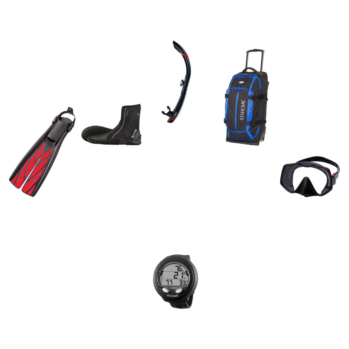 Atomic Aquatics Open Water Diver Course Package – Venom Mask + Open Heel Fins + SV2 Snorkel + Bare 7mm S-Flex Boots + Oceani…