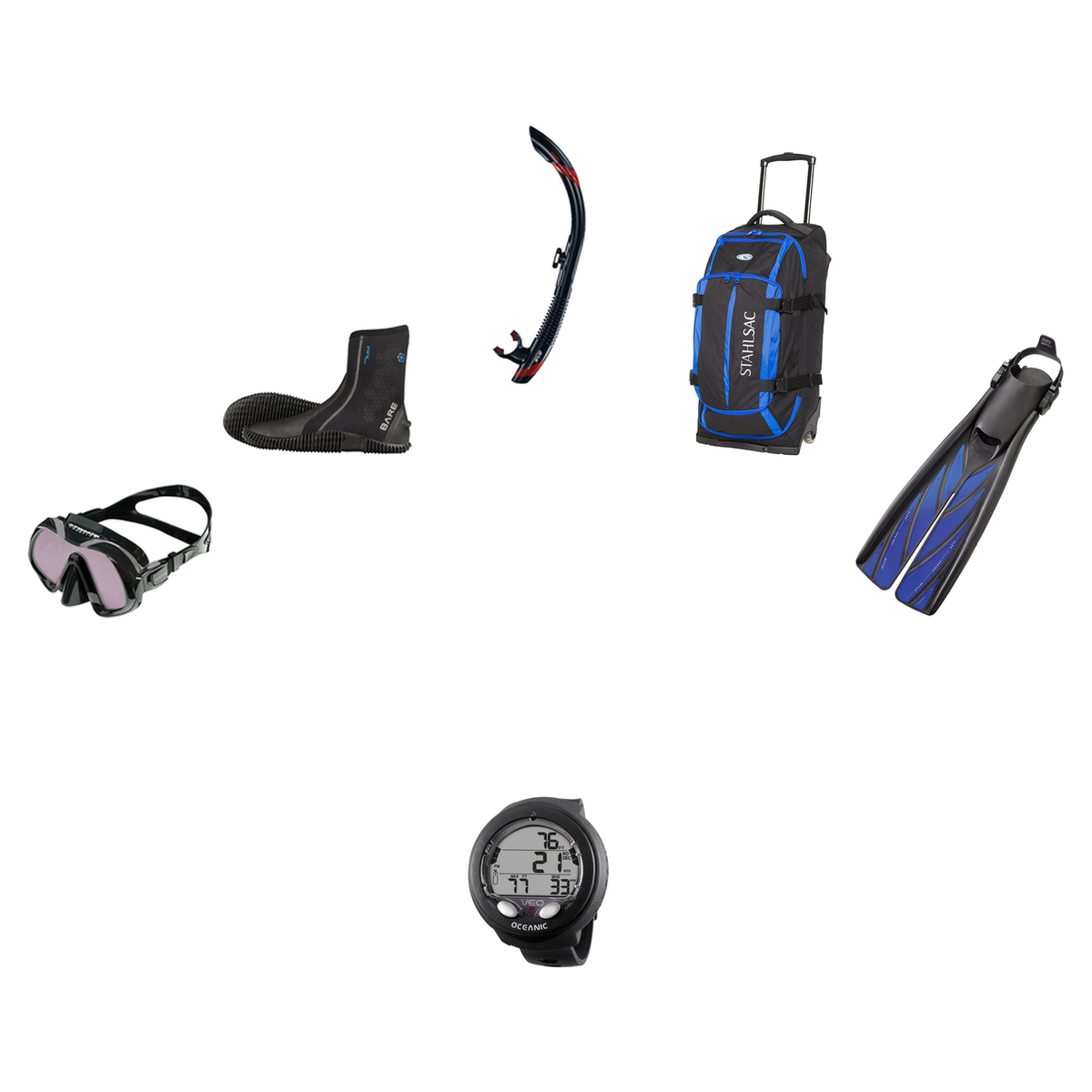 Atomic Aquatics Open Water Diver Course Package – Venom Mask + Open Heel Fins + SV2 Snorkel + Bare 7mm S-Flex Boots + Oceani…