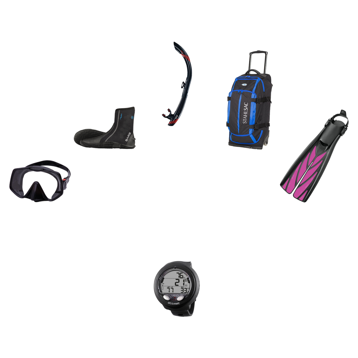 Atomic Aquatics Open Water Diver Course Package – Venom Mask + Open Heel Fins + SV2 Snorkel + Bare 7mm S-Flex Boots + Oceani…