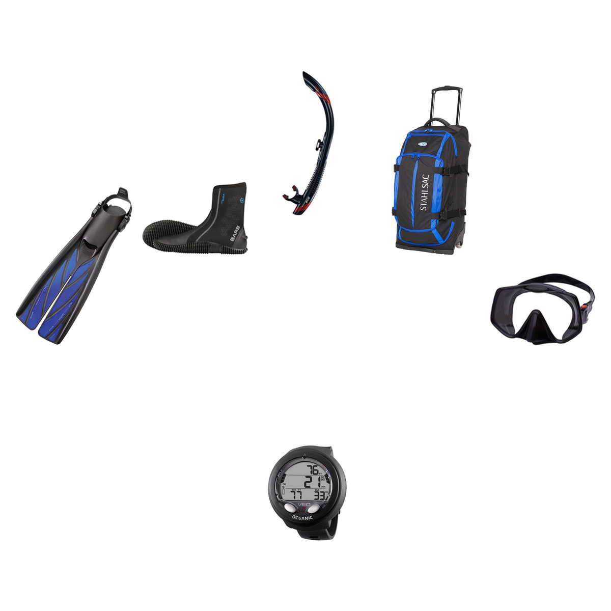 Atomic Aquatics Open Water Diver Course Package – Venom Mask + Open Heel Fins + SV2 Snorkel + Bare 7mm S-Flex Boots + Oceani…