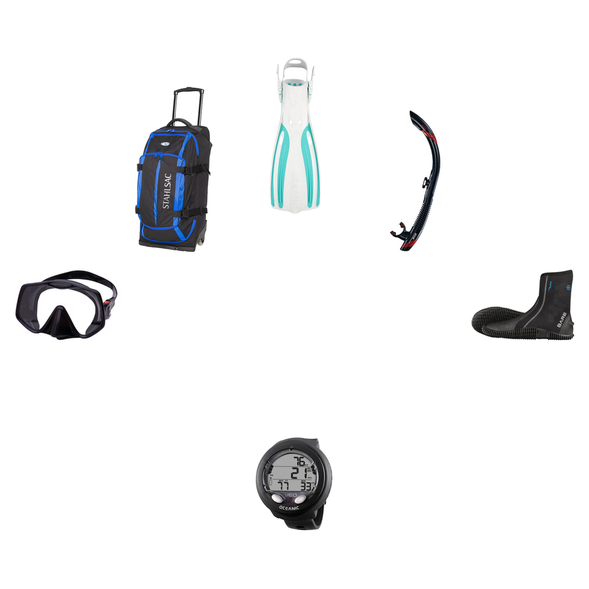 Atomic Aquatics Open Water Diver Course Package – Venom Mask + Open Heel Fins + SV2 Snorkel + Bare 7mm S-Flex Boots + Oceani…