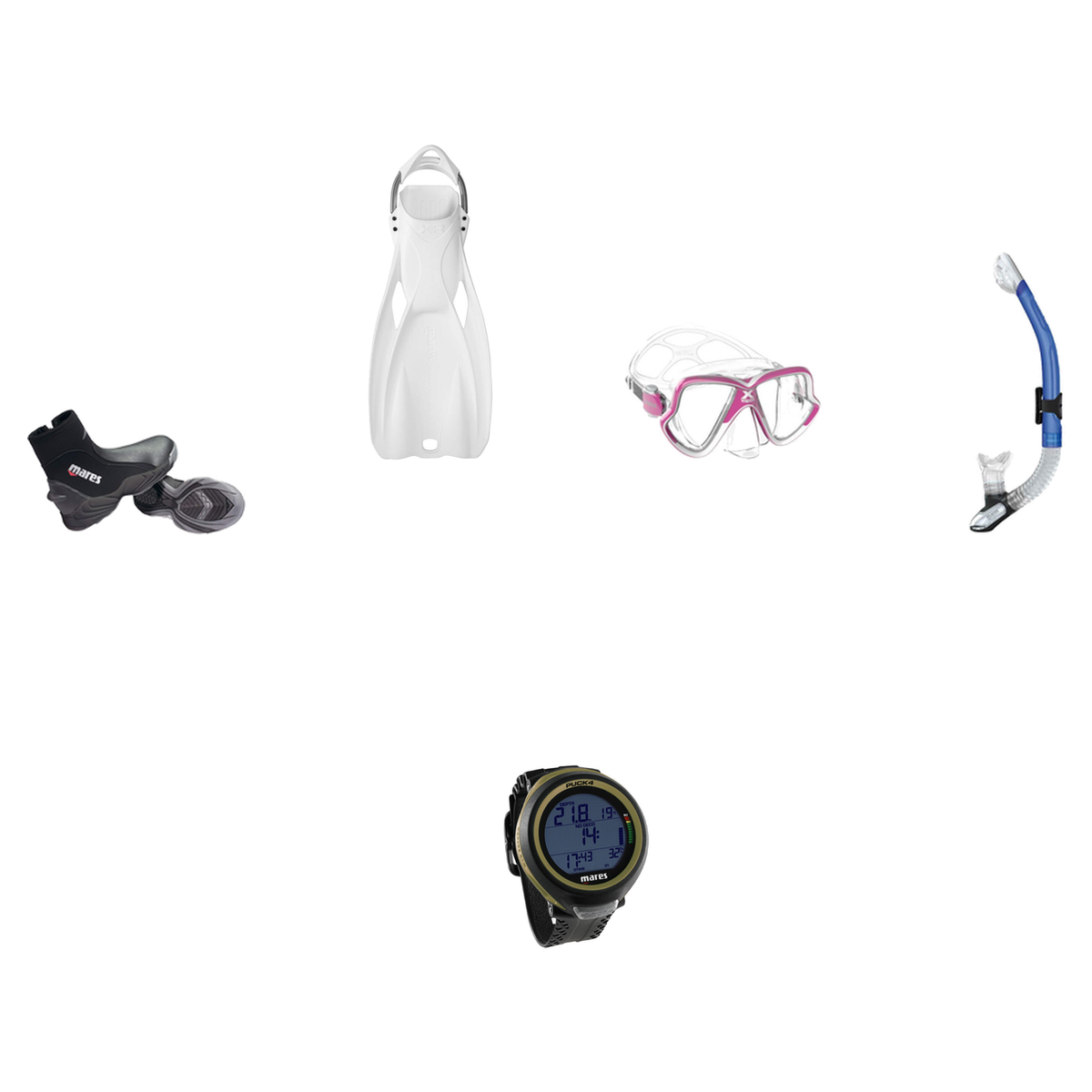 Mares Open Water Diver Course Package – Force-X LS Mask + Avanti 4X Fins + Ergo Dry Snorkel + 5mm Trilastic Boots + Puck 4 D…