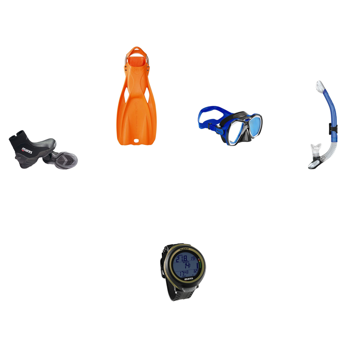 Mares Open Water Diver Course Package – Force-X LS Mask + Avanti 4X Fins + Ergo Dry Snorkel + 5mm Trilastic Boots + Puck 4 D…