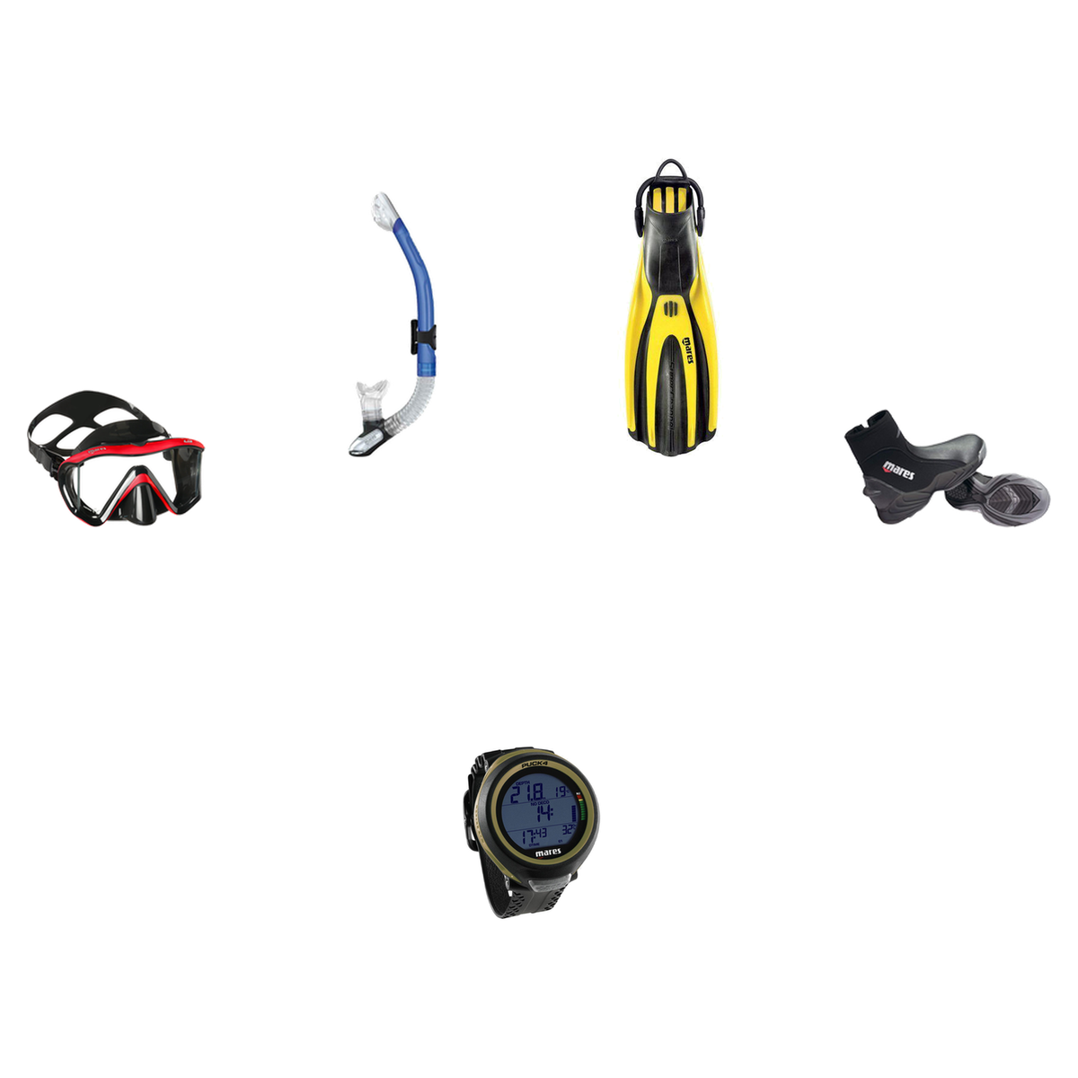 Mares Open Water Diver Course Package – Force-X LS Mask + Avanti 4X Fins + Ergo Dry Snorkel + 5mm Trilastic Boots + Puck 4 D…