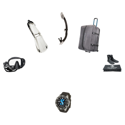 Scubapro Open Water Diver Course Package – D-Mask + Seawing Supernova Fins + Spectra Dry Snorkel + Delta 5mm Full Cut Boots + Galileo 3 (G3) Dive Computer + Definition Roll 130 Roller Bag