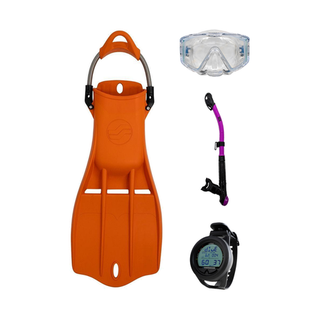 Sherwood Open Water Diver Course Package – SH CRUZ Marbled Mask + Elite Fins + Tiga Dry Snorkel + Genesis Graviton Dive Comp…