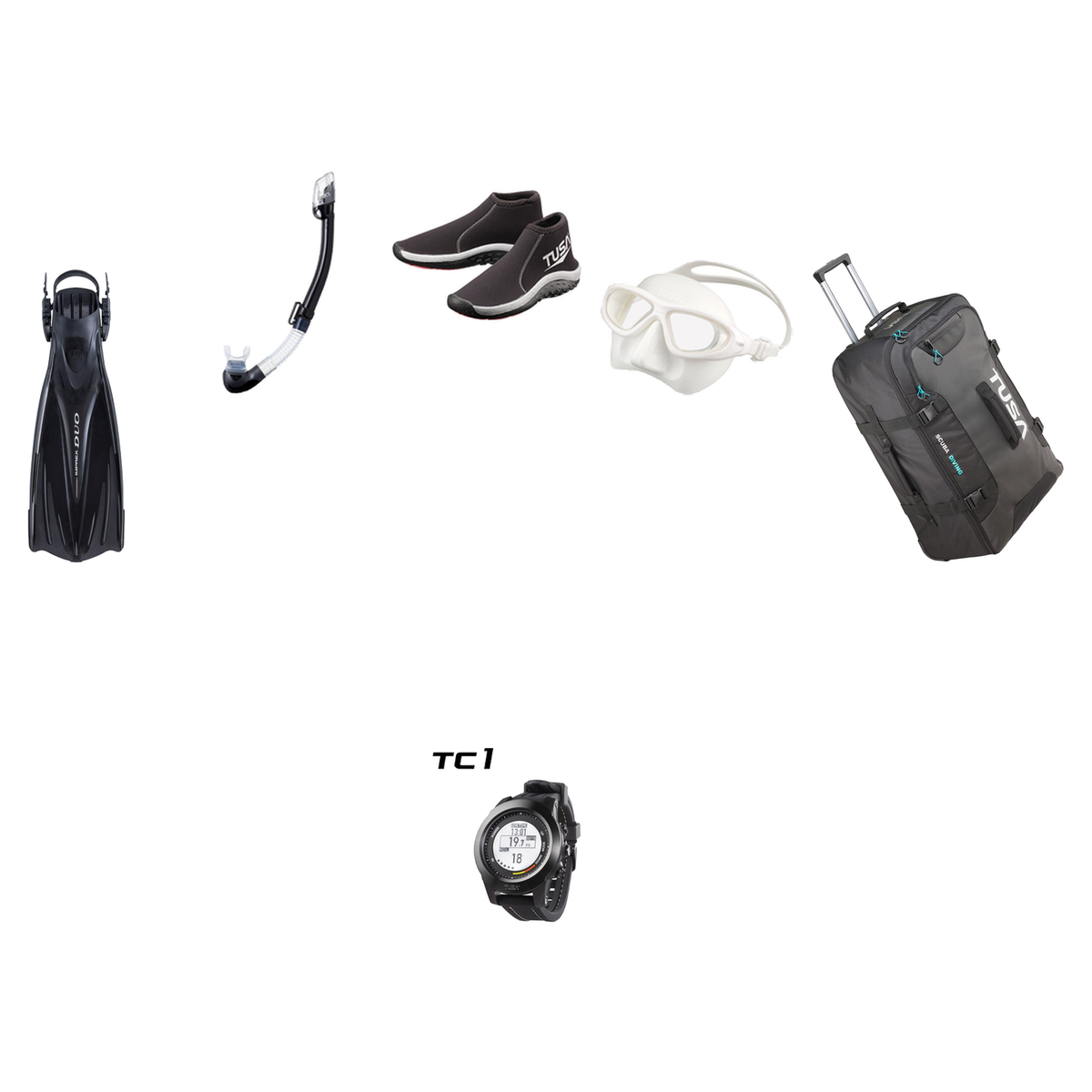 Tusa Open Water Diver Course Package – Zensee Pro Mask + SF-0112 Tri-Force Fins + Hyperdry Elite II Snorkel + HS 3mm Slipper…