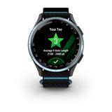 Garmin Approach J1 Junior GPS Golf Smartwatch – Cloud Blue Aluminum Bezel with Black/Azure ComfortFit Fabric Band