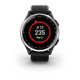 Garmin Approach S44 and S50 GPS Golf Smartwatch – S44: Golf Features / Silver Aluminum Bezel with Black Silicone Band