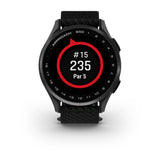 Garmin Approach S44 and S50 GPS Golf Smartwatch – S50: Golf & Fitness Features / Slate Aluminum Bezel with Black Nylon Band