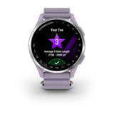 Garmin Approach J1 Junior GPS Golf Smartwatch – Silver Aluminum Bezel with Lilac ComfortFit Fabric Band