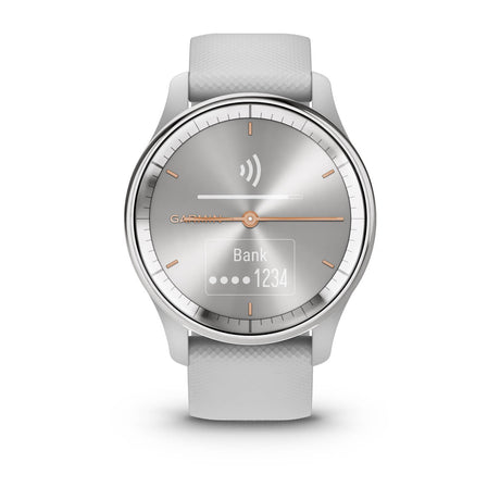Garmin vívomove Trend Hybrid Smartwatch – Silver Stainless Steel Bezel with Mist Gray Case and Silicone Band