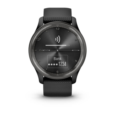 Garmin vívomove Trend Hybrid Smartwatch – Slate Stainless Steel Bezel with Black Case and Silicone Band