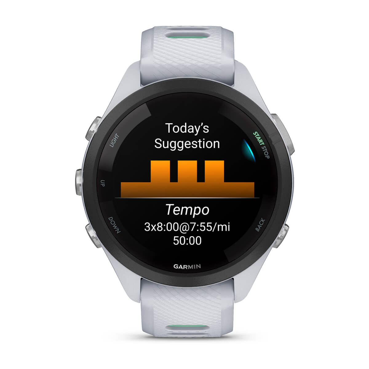 Garmin Forerunner 265 AMOLED GPS Running Smartwatch – 42 mm / Whitestone / Neo Tropic