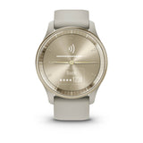 Garmin vívomove Trend Hybrid Smartwatch – Cream Gold Stainless Steel Bezel with French Gray Case and Silicone Band