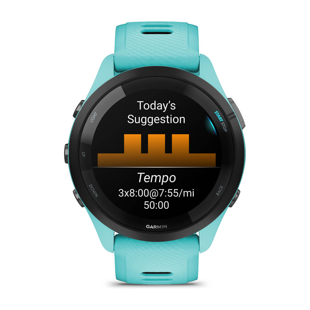 Garmin Forerunner 265 AMOLED GPS Running Smartwatch – 46 mm / Aqua / Black