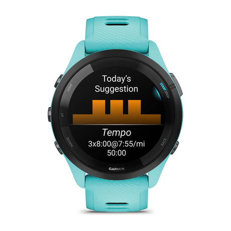 Garmin Forerunner 265 AMOLED GPS Running Smartwatch – 46 mm / Aqua / Black
