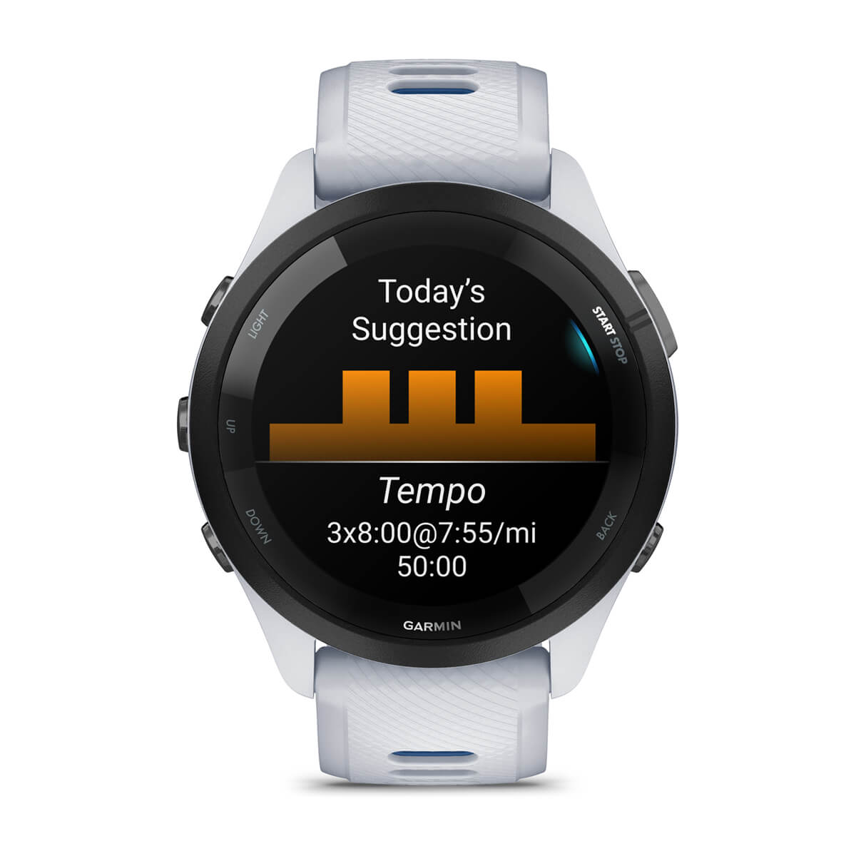 Garmin Forerunner 265 AMOLED GPS Running Smartwatch – 46 mm / Whitestone / Tidal Blue