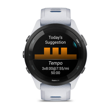Garmin Forerunner 265 AMOLED GPS Running Smartwatch – 46 mm / Whitestone / Tidal Blue