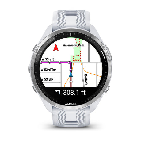 Garmin Forerunner 965 AMOLED GPS Running Smartwatch – Whitestone / Powder Gray