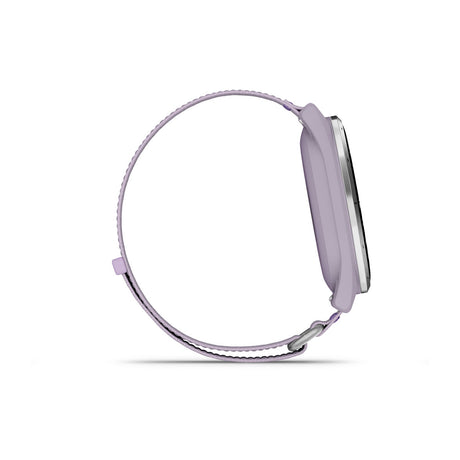 Garmin Approach J1 Junior GPS Golf Smartwatch – Silver Aluminum Bezel with Lilac ComfortFit Fabric Band