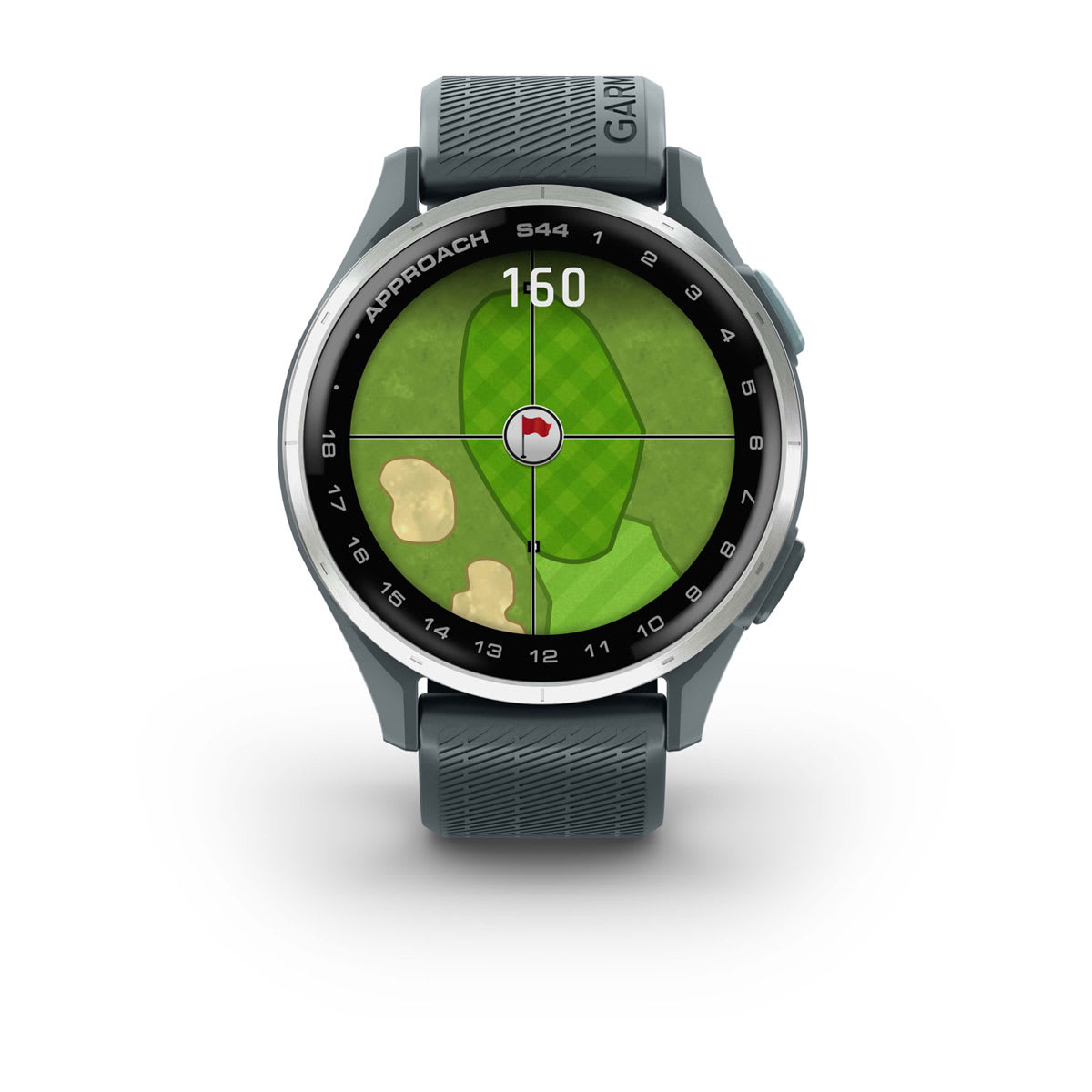 Garmin Approach S44 and S50 GPS Golf Smartwatch – S44: Golf Features / Silver Aluminum Bezel with Twilight Silicone Band