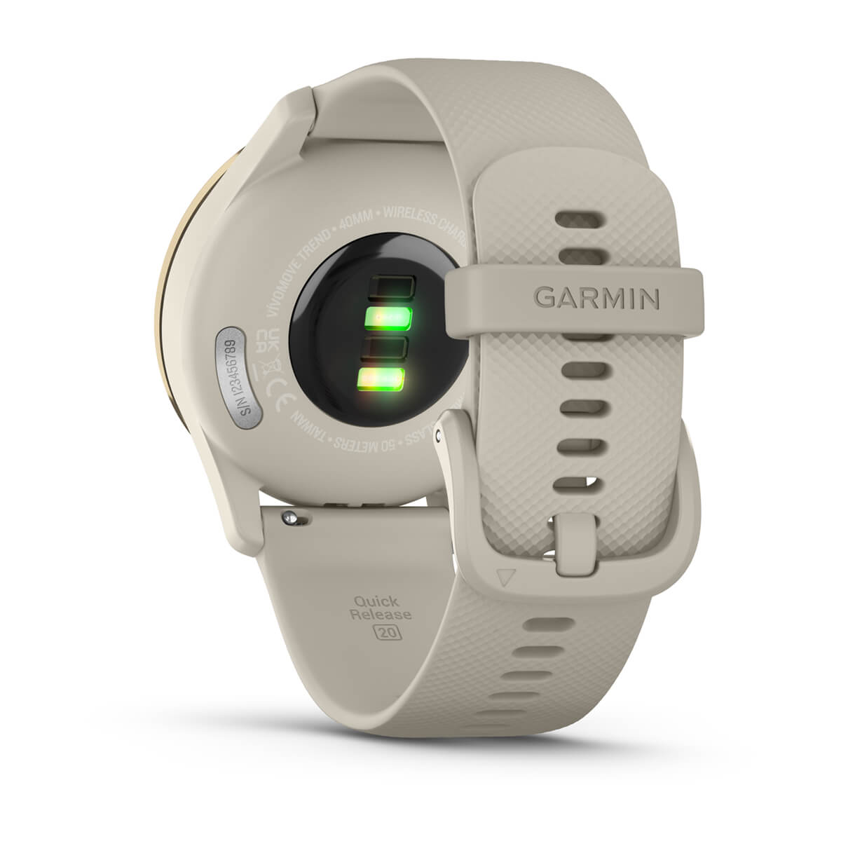 Garmin vívomove Trend Hybrid Smartwatch – Cream Gold Stainless Steel Bezel with French Gray Case and Silicone Band