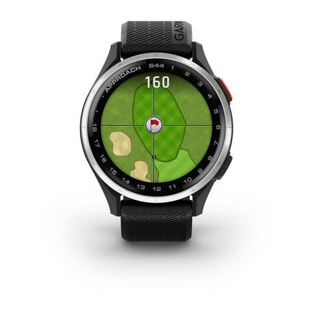 Garmin Approach S44 and S50 GPS Golf Smartwatch – S44: Golf Features / Silver Aluminum Bezel with Black Silicone Band