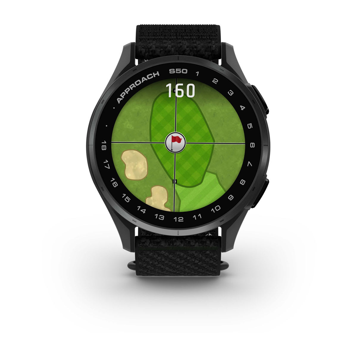 Garmin Approach S44 and S50 GPS Golf Smartwatch – S50: Golf & Fitness Features / Slate Aluminum Bezel with Black Nylon Band