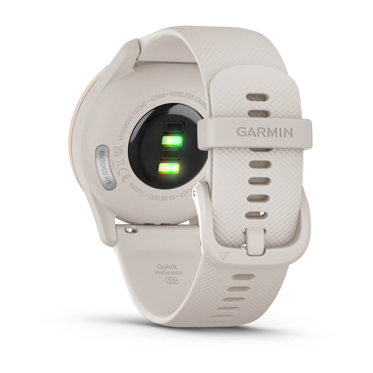 Garmin vívomove Trend Hybrid Smartwatch – Peach Gold Stainless Steel Bezel with Ivory Case and Silicone Band