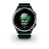 Garmin Approach J1 Junior GPS Golf Smartwatch – Cloud Blue Aluminum Bezel with Black/Azure ComfortFit Fabric Band