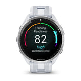 Garmin Forerunner 965 AMOLED GPS Running Smartwatch – Whitestone / Powder Gray