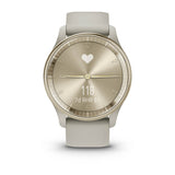Garmin vívomove Trend Hybrid Smartwatch – Cream Gold Stainless Steel Bezel with French Gray Case and Silicone Band