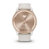 Garmin vívomove Trend Hybrid Smartwatch – Peach Gold Stainless Steel Bezel with Ivory Case and Silicone Band