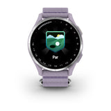Garmin Approach J1 Junior GPS Golf Smartwatch – Silver Aluminum Bezel with Lilac ComfortFit Fabric Band