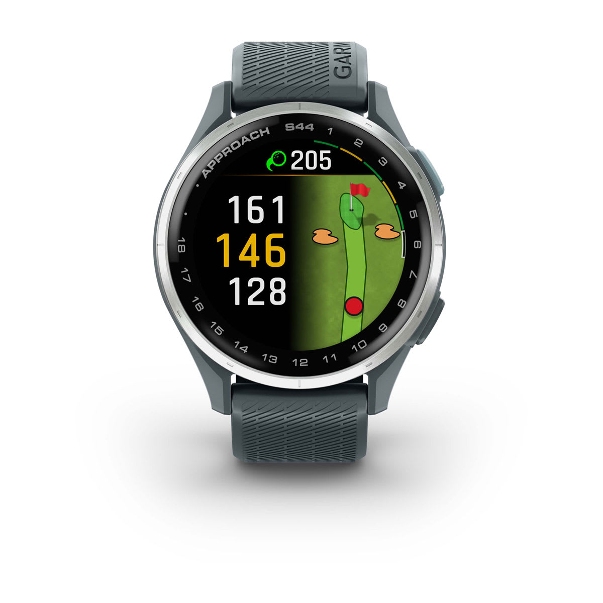 Garmin Approach S44 and S50 GPS Golf Smartwatch – S44: Golf Features / Silver Aluminum Bezel with Twilight Silicone Band